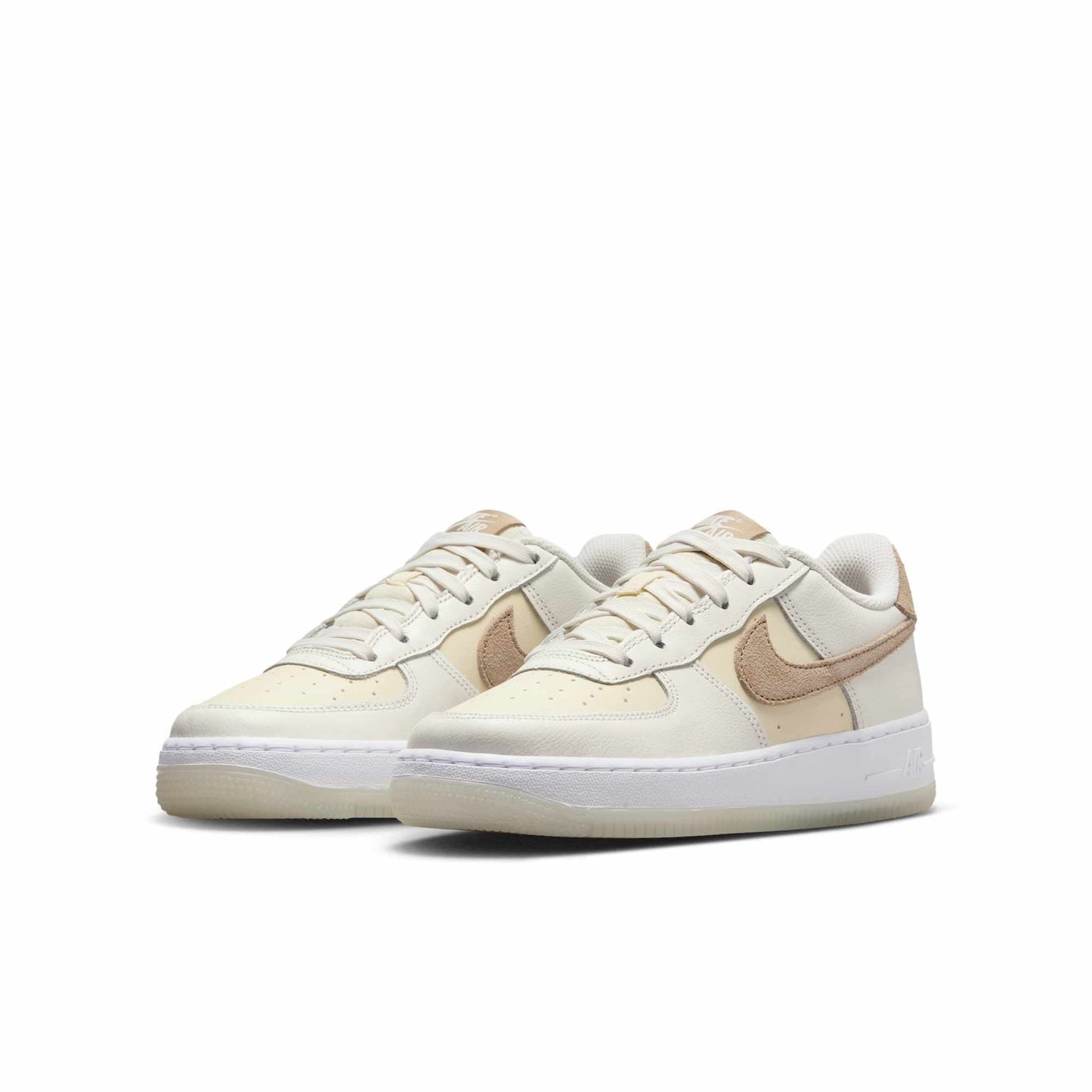 Nike Grade School Air Force 1 Low Lv8 5 'Sail Coconut Milk White Khaki Gs' Sneakers