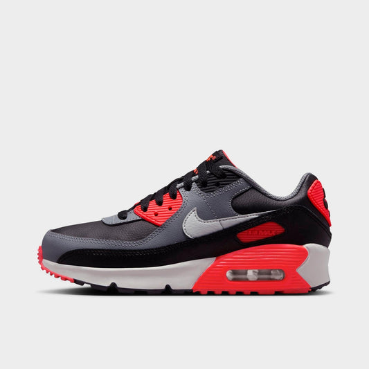 Nike Grade School Air Max 90 'Black Cool Grey Bright Crimson Photon Dust Gs' Sneakers