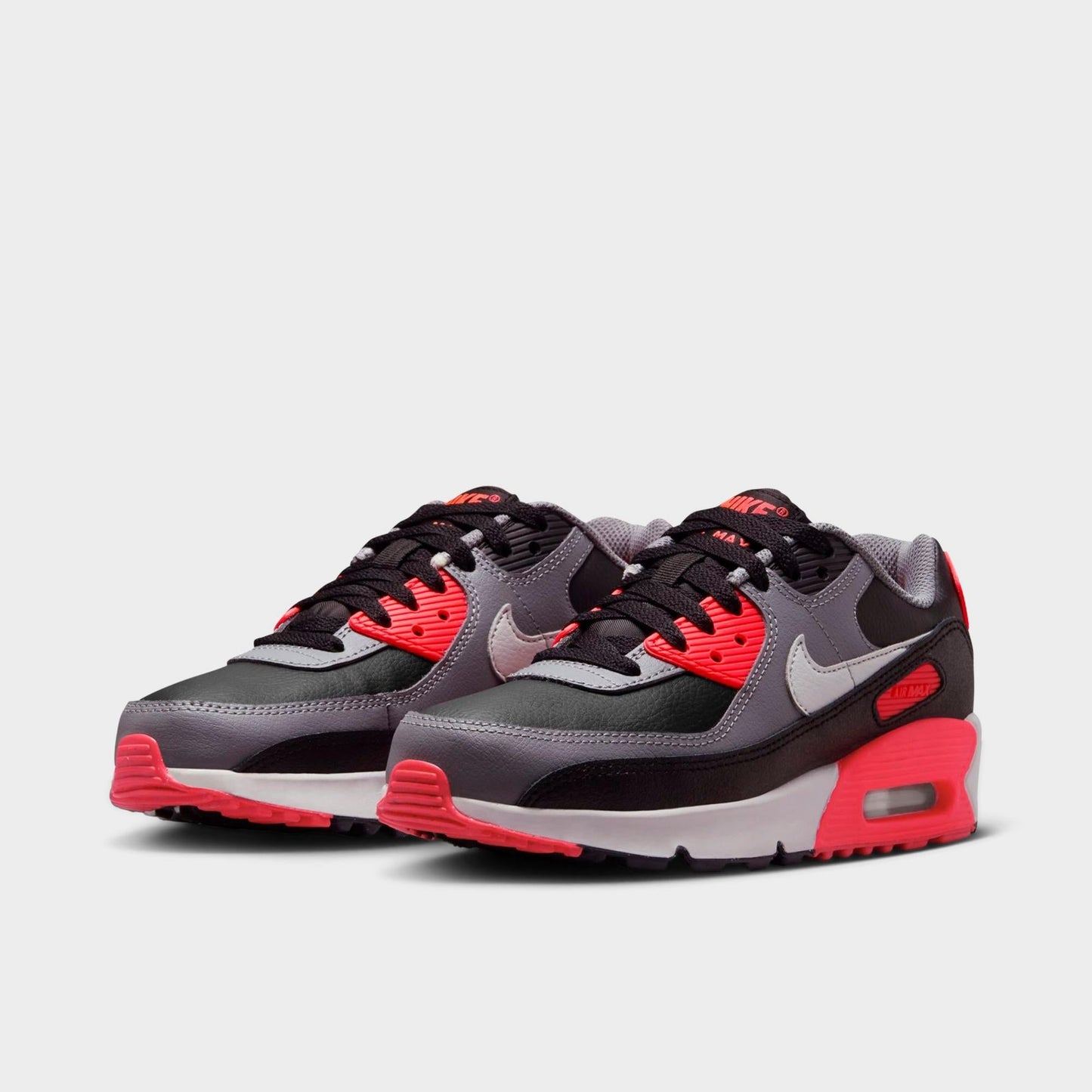 Nike Grade School Air Max 90 'Black Cool Grey Bright Crimson Photon Dust Gs' Sneakers