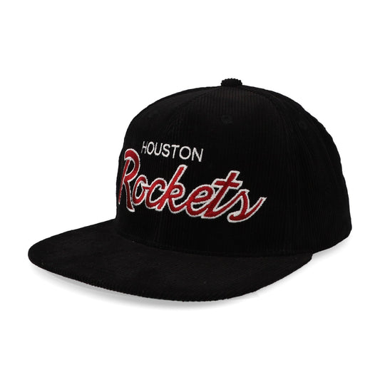 Men's Mitchell & Ness NBA Cord Script Snapback Hwc Rockets - Black