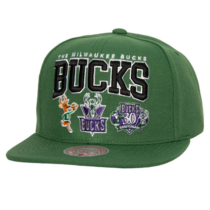 Mitchell & Ness Men's NBA Champ Stack Snapback Hwc Bucks Snapback Caps