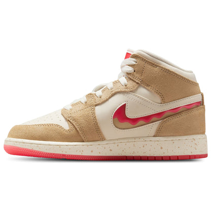 [hj5958-206] Grade School Air Jordan Retro 1 Mid Se 'peanut Butter & Jelly'