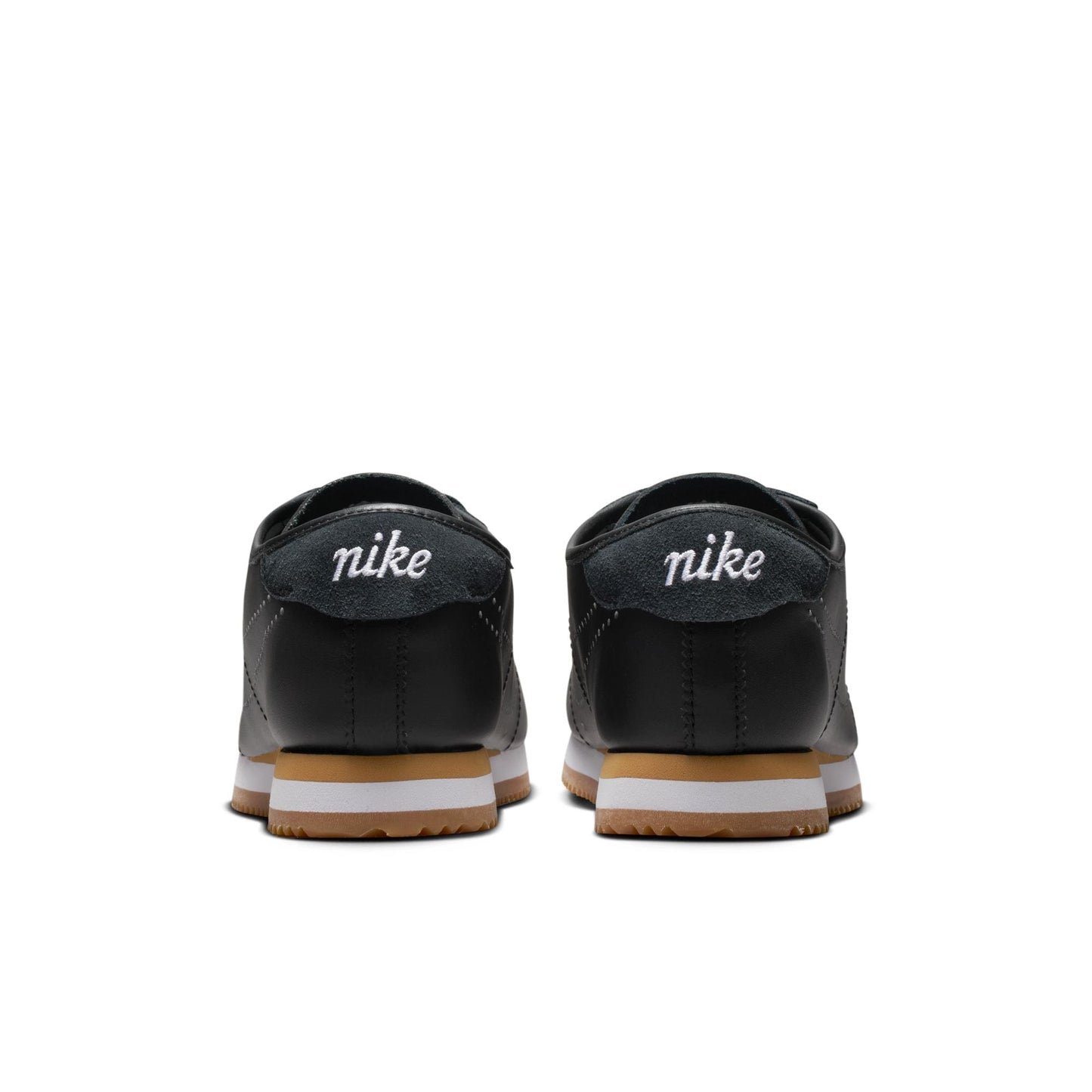 Nike Women's Cortez Leather Black/White/Gum Perforated Swoosh