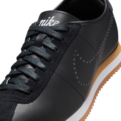 Nike Women's Cortez Leather Black/White/Gum Perforated Swoosh