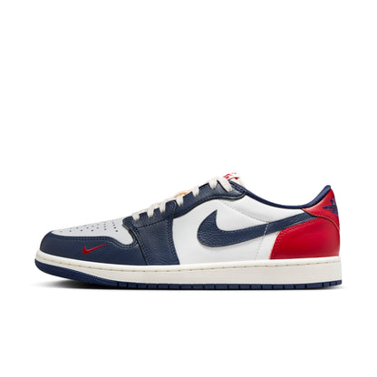 Air Jordan Men's Retro 1 Low 'Gym Red & Midnight Navy' Sneakers