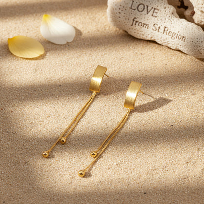 Goldtone Beaded Tassel Drop Earrings