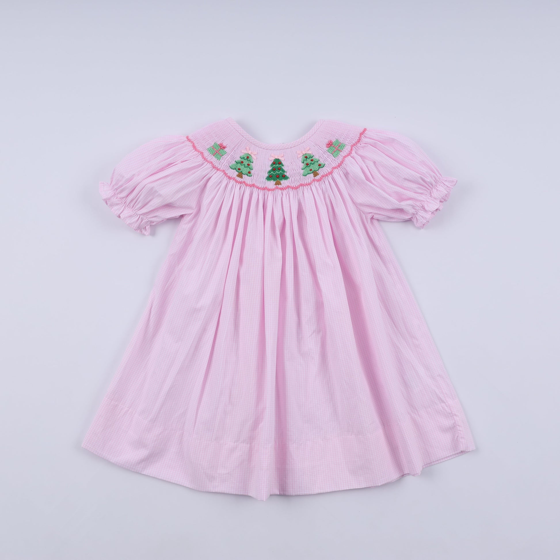 smocked christmas tree dress Red Smocked Christmas Tree Dress