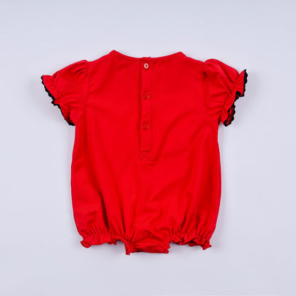 Red character hand smocked bubble