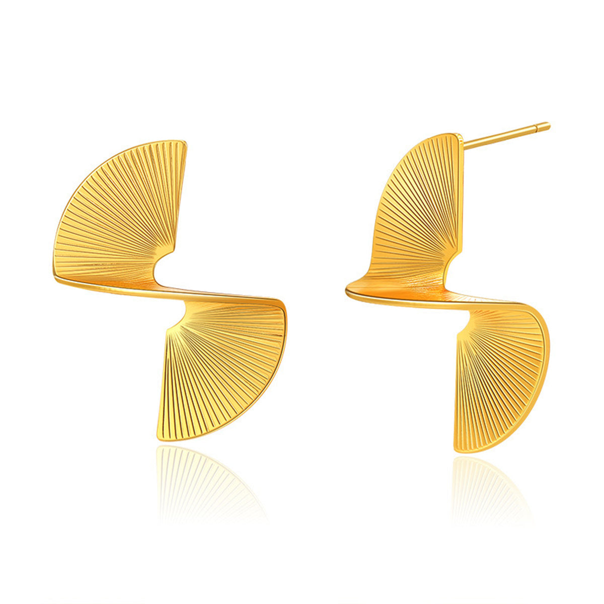 Goldtone 3D Spinning Stud Earrings