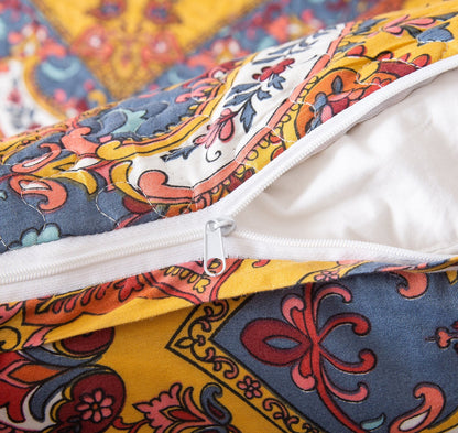 Tache Mustard Yellow Blue Red Paisley Chevron Hanging Gardens Cushion Cover 2-Pieces (HS3148Y)