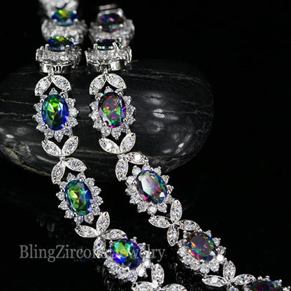 Crystal Flower Silver Plated Bracelet