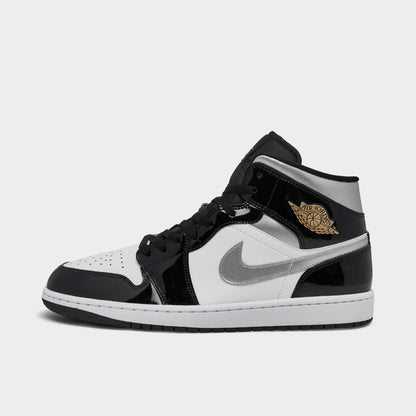 [hv0789-010] Mens Air Jordan Retro 1 Mid Se 'patent Black White'