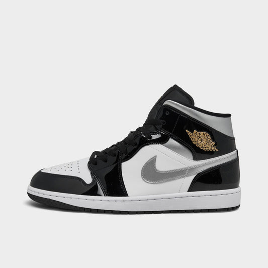 [hv0789-010] Mens Air Jordan Retro 1 Mid Se 'patent Black White'