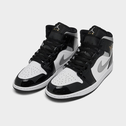 [hv0789-010] Mens Air Jordan Retro 1 Mid Se 'patent Black White'