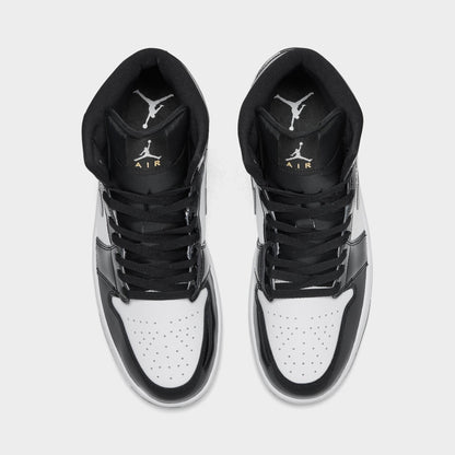 [hv0789-010] Mens Air Jordan Retro 1 Mid Se 'patent Black White'