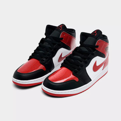 [hv4091-006] Mens Air Jordan Retro 1 Mid Se 'patent Bred Toe'
