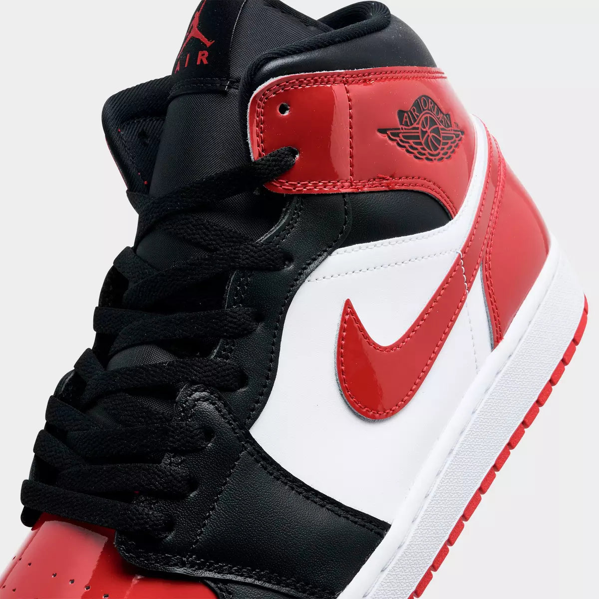 [hv4091-006] Mens Air Jordan Retro 1 Mid Se 'patent Bred Toe'