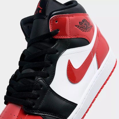 [hv4091-006] Mens Air Jordan Retro 1 Mid Se 'patent Bred Toe'