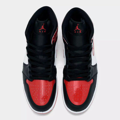 [hv4091-006] Mens Air Jordan Retro 1 Mid Se 'patent Bred Toe'