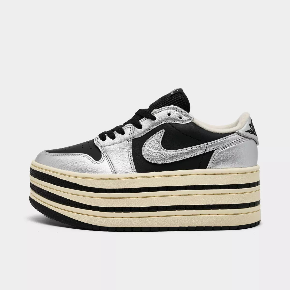[hv8288-001] Womens Air Jordan Retro 1 Low Triple Stack 'metallic Silver Black (w)'