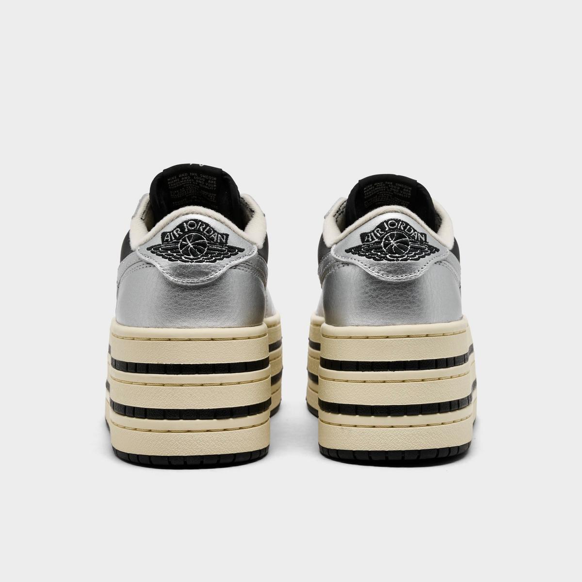 [hv8288-001] Womens Air Jordan Retro 1 Low Triple Stack 'metallic Silver Black (w)'