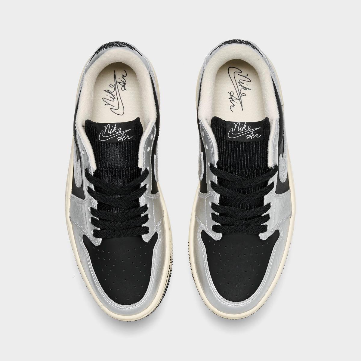 [hv8288-001] Womens Air Jordan Retro 1 Low Triple Stack 'metallic Silver Black (w)'