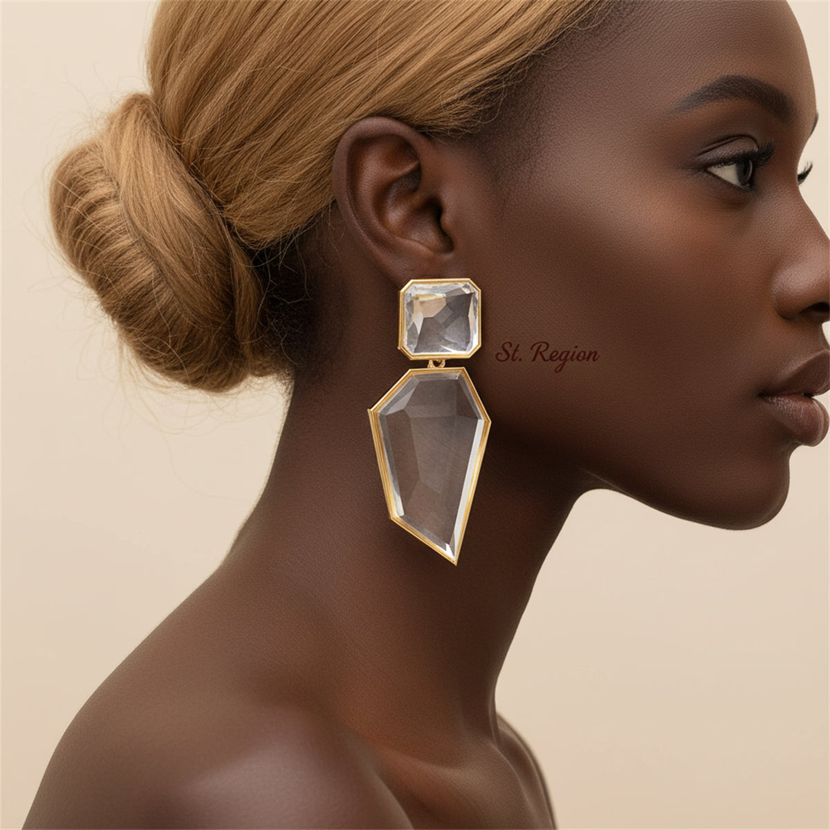 Goldtone & Acrylic Statement Drop Earring