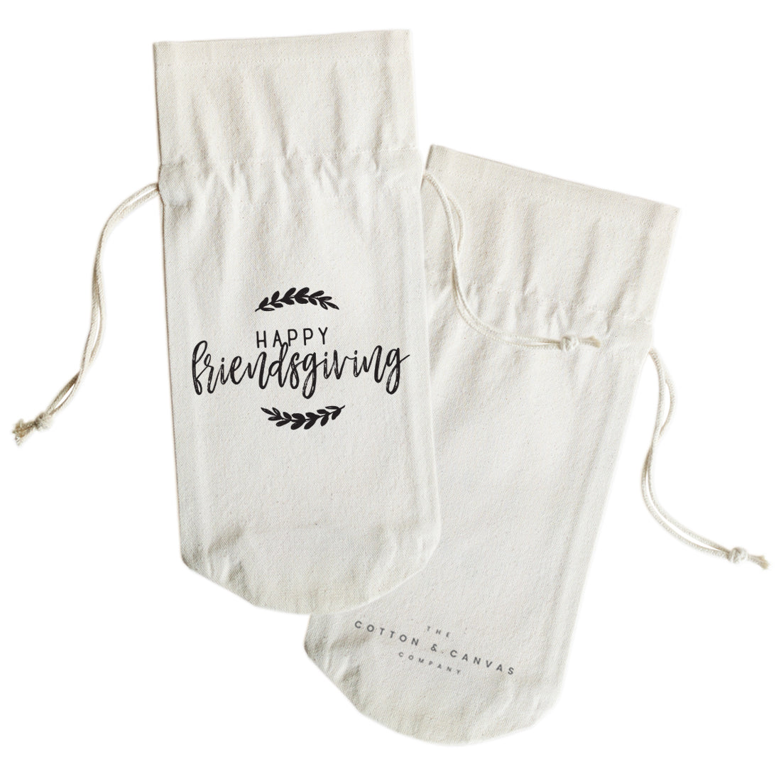 The Cotton and Canvas Co. Happy Friendsgiving Canvas Wine Bag