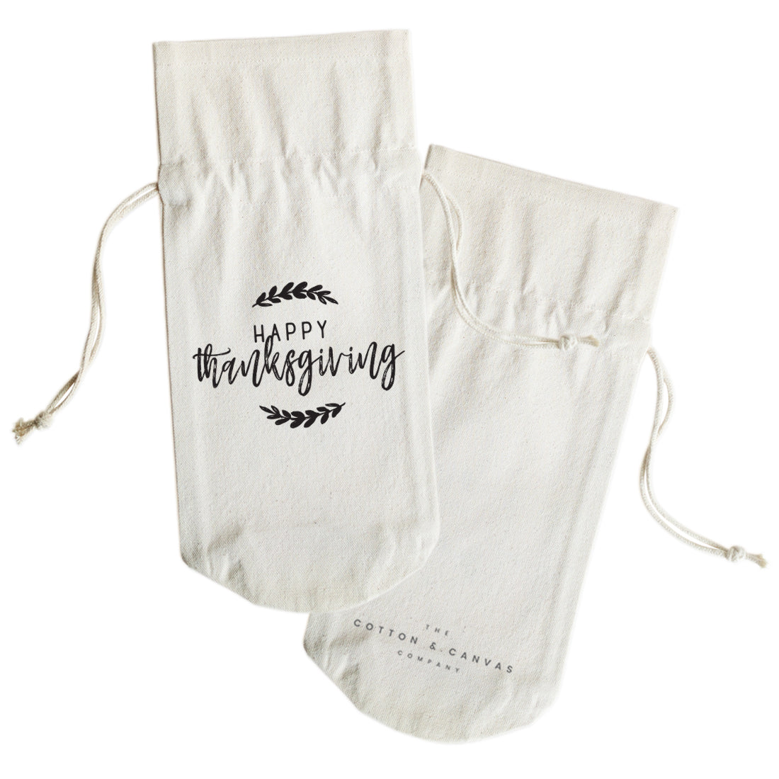 The Cotton and Canvas Co. Happy Thanksgiving Canvas Wine Bag