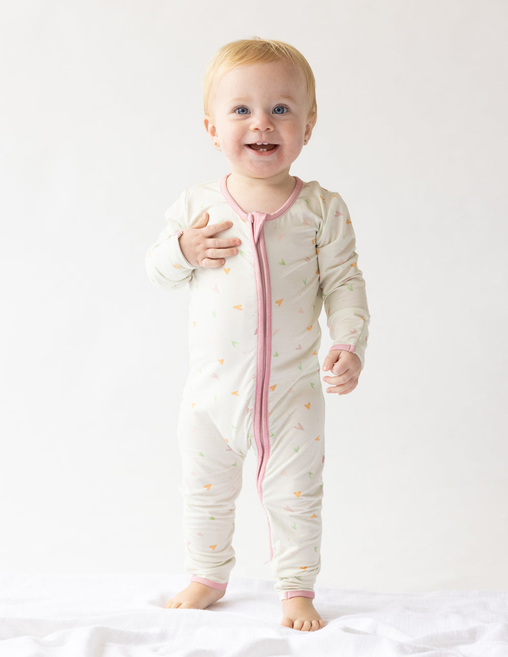 Elevated Faith Heart Bamboo Convertible Footed Onesie