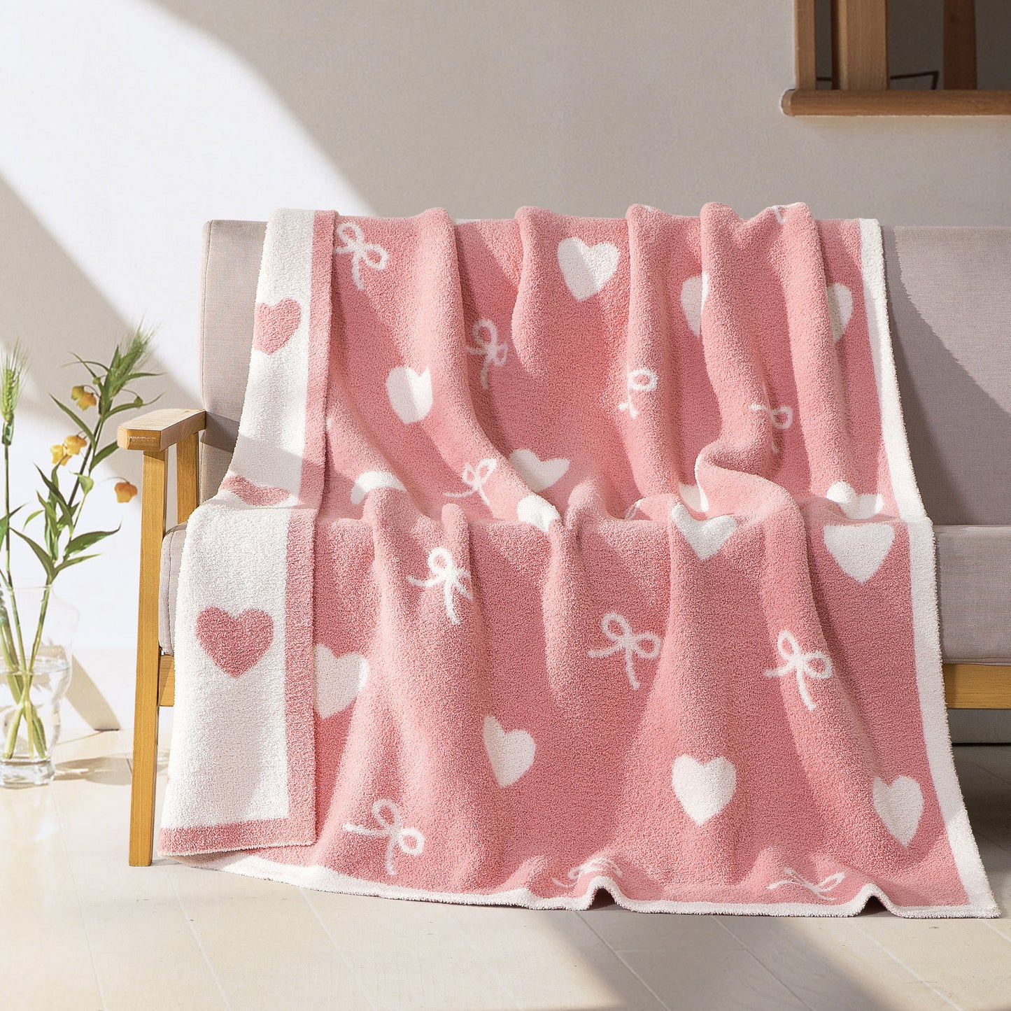 Elegant Comfort 50" x 70"  Ultra Soft Checkered Knitted Throw Blanket