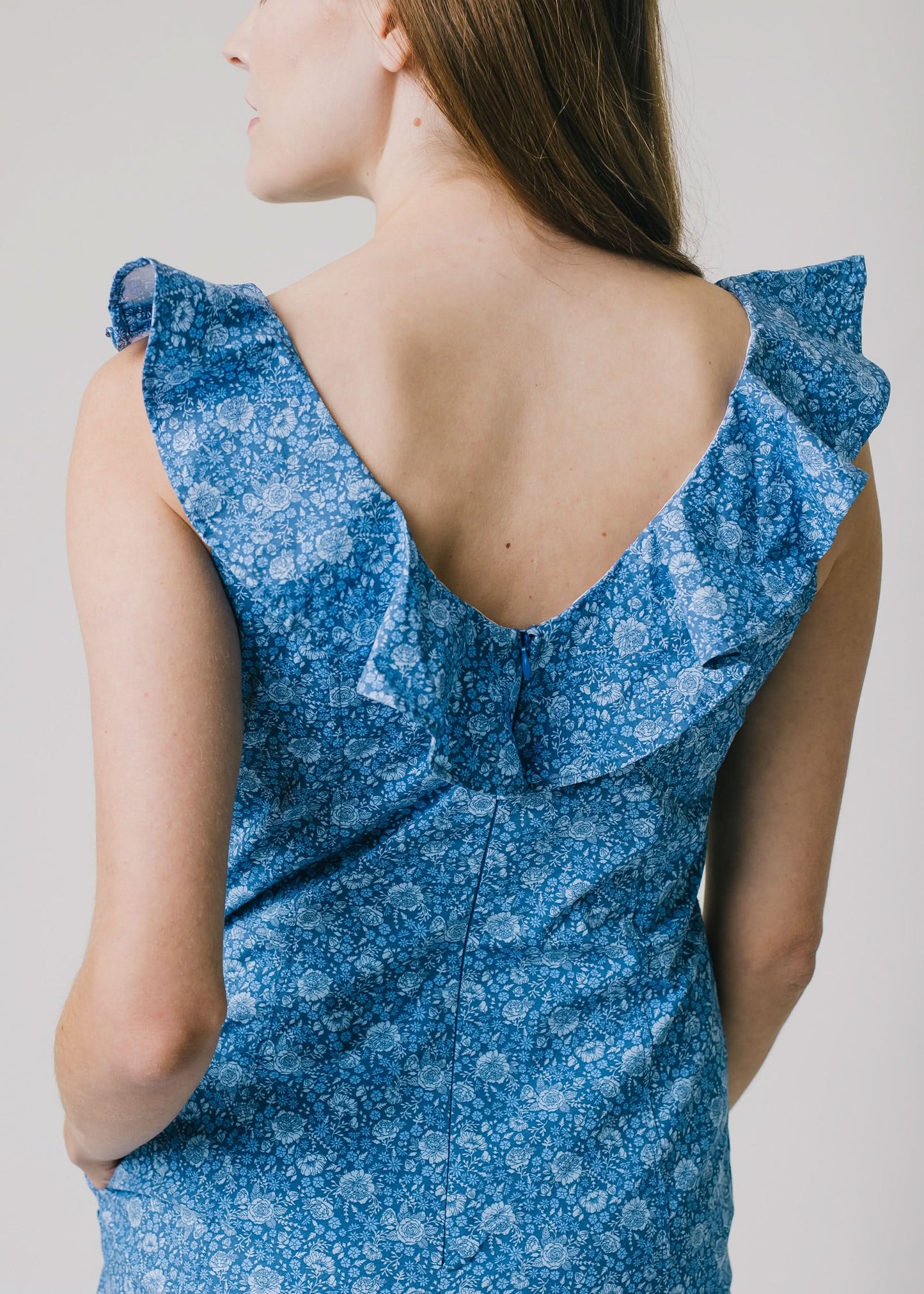 V-Neck Ruffle Shift Dress
