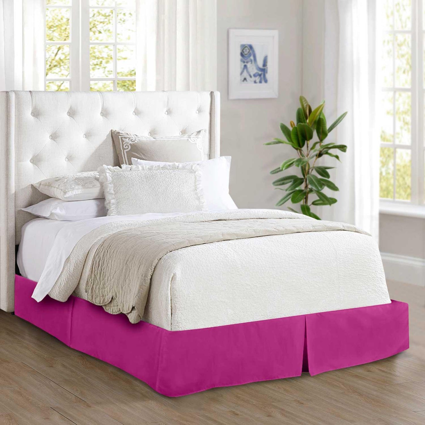 Elegant Comfort Solid Pleated Bed Skirt - 14 inch Drop