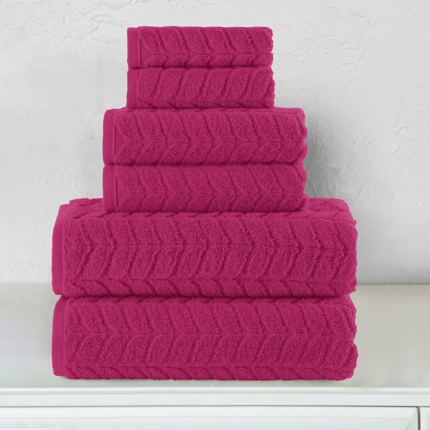 Elegant Comfort 6-Piece Turkish Cotton Braided Towel Set, 2 Washcloths, 2 Hand Towels and 2 Bath Towels