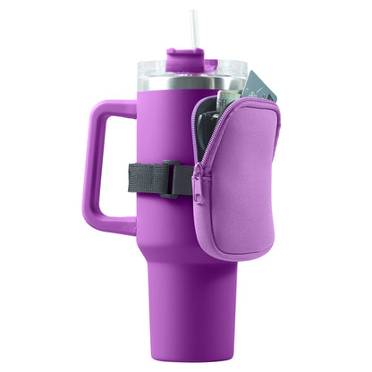 Tumbler Bottle Pouch W/ Zipper & Built in Pocket