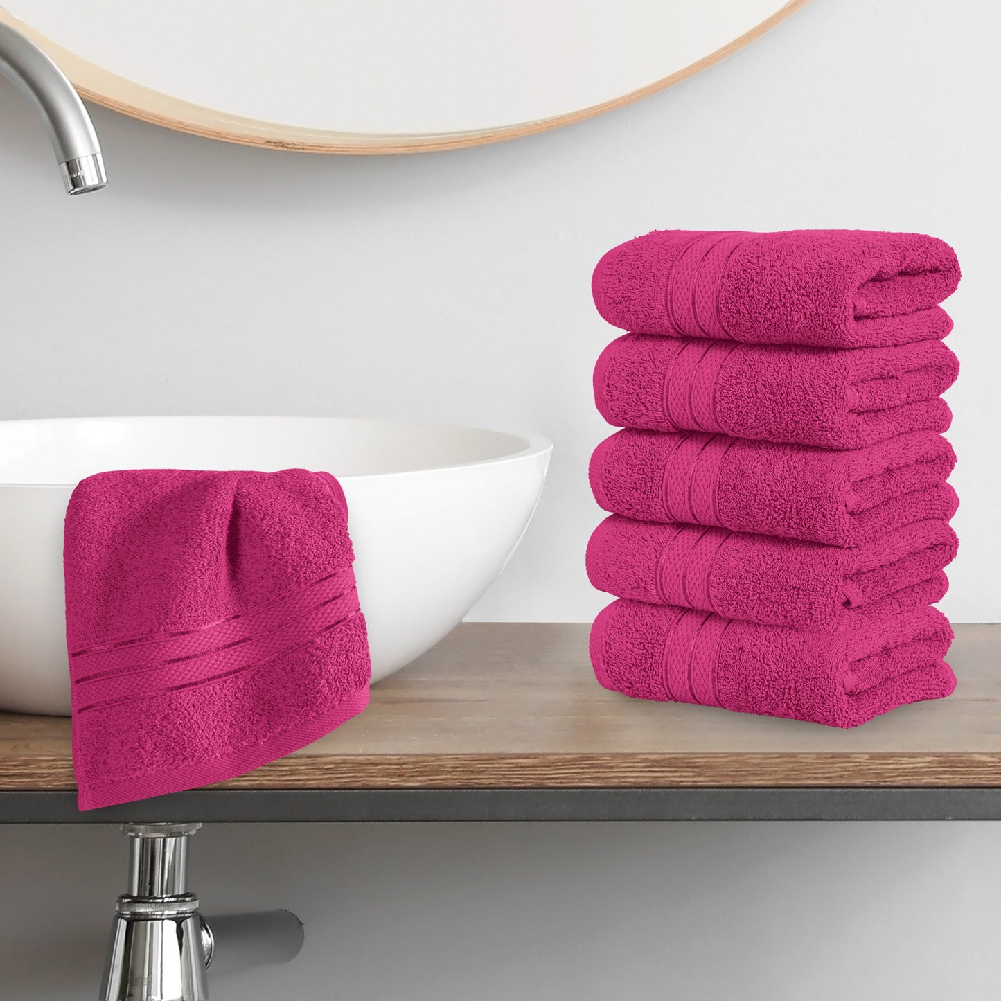 Elegant Comfort 6-Pack Premium Turkish Cotton Three Line Popcorn Washcloths Set, 13 x 13 inch