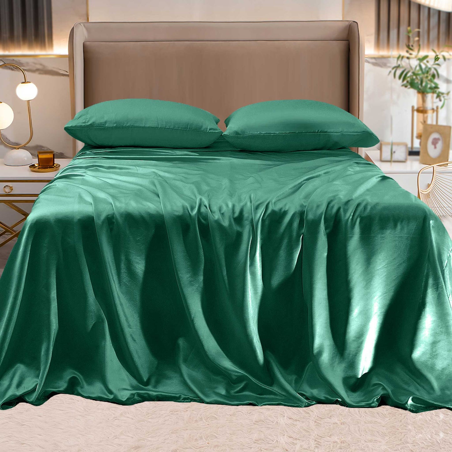 Mocassi Fine 4-Piece Silky Satin Sheet Set, Moody Shades