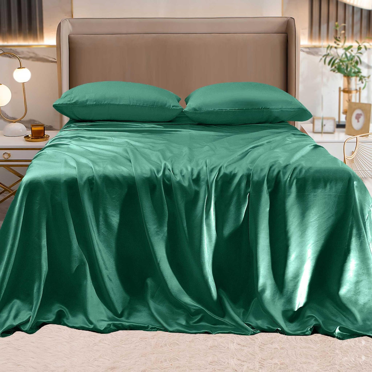 Elegant Comfort Fine 4-Piece Silky Satin Sheet Set, Moody Shades