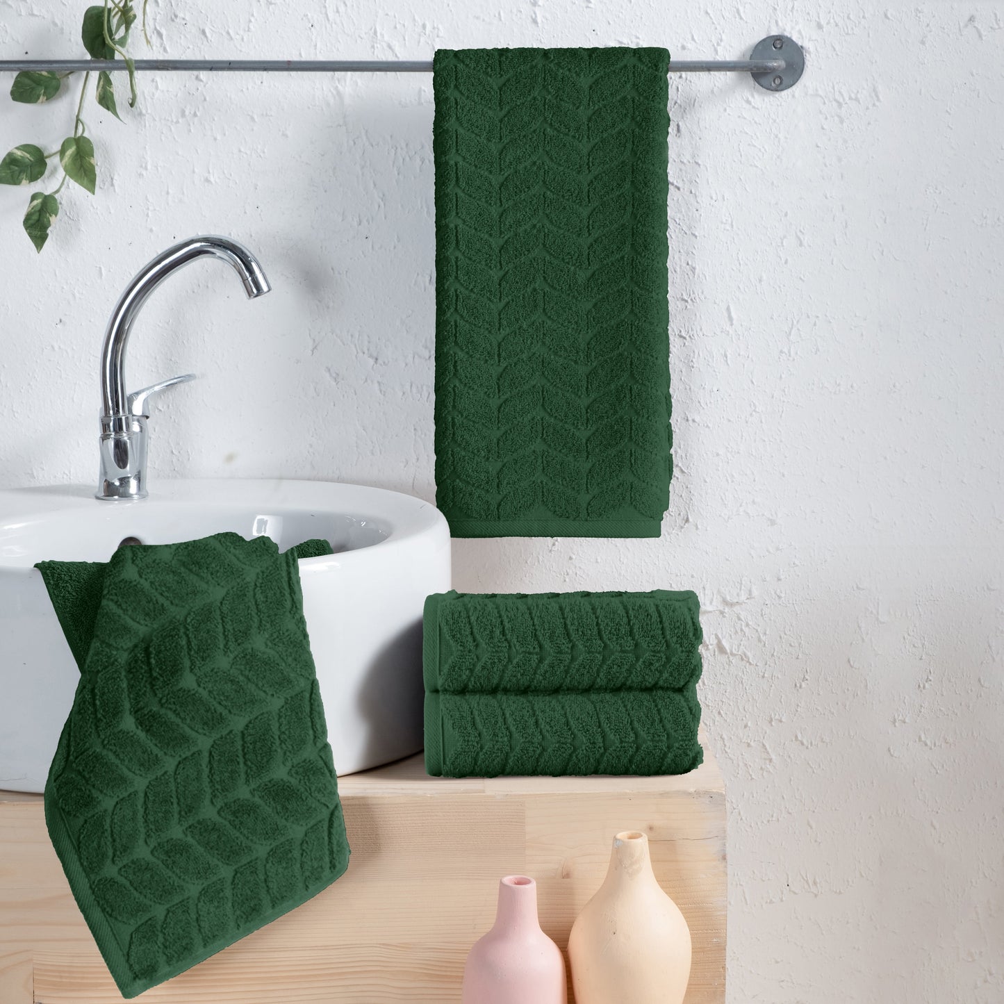 Elegant Comfort 4-Pack Premium Turkish Cotton Braided Hand Towel Set, 16 x 28 inch