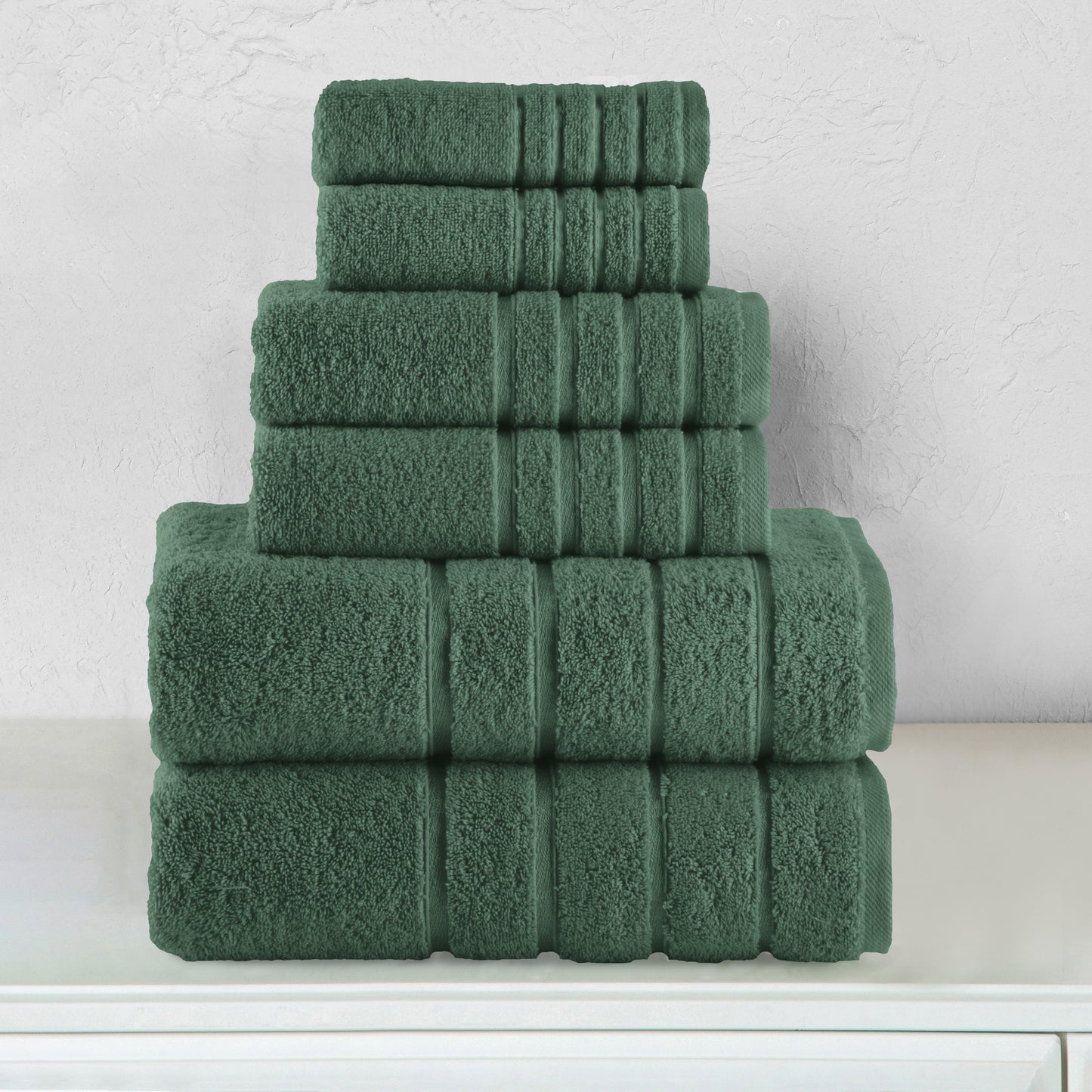 Elegant Comfort 6-Piece Turkish Cotton 4 Lines Stripe Towel Set, 2 Washcloths, 2 Hand Towels and 2 Bath Towels