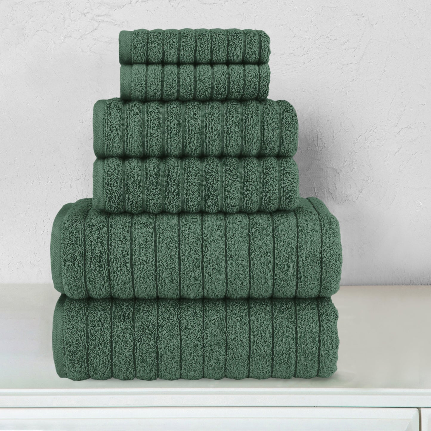 Elegant Comfort 6-Piece Turkish Cotton Corduroy Towel Set, 2 Washcloths, 2 Hand Towels and 2 Bath Towels