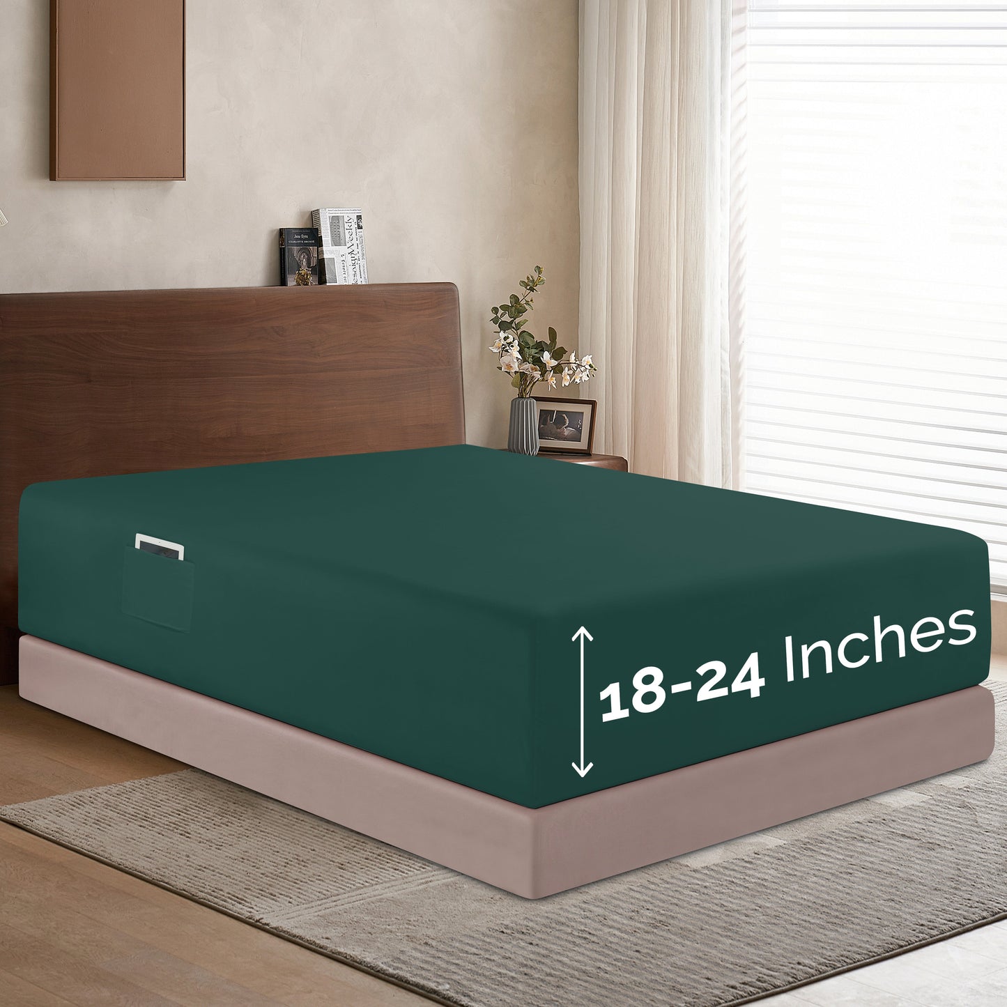 Mocassi Extra Deep Pocket 18"-24" Single Fitted Sheet for High Mattress, Moody Shades
