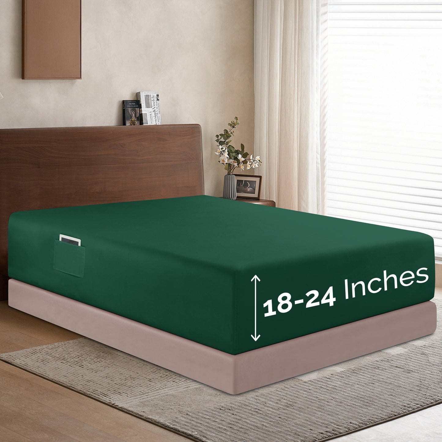 Elegant Comfort Extra Deep Pocket 18"-24" Single Fitted Sheet for High Mattress, Moody Shades