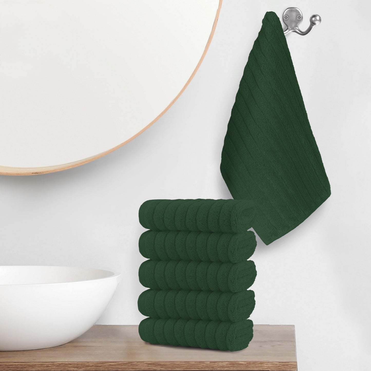 Elegant Comfort 6-Pack Premium Turkish Cotton Corduroy Stripe Washcloths Set, 13 x 13 inch