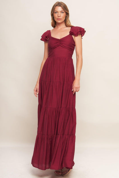 Summer Milk Deep Red Woven Maxi Dress