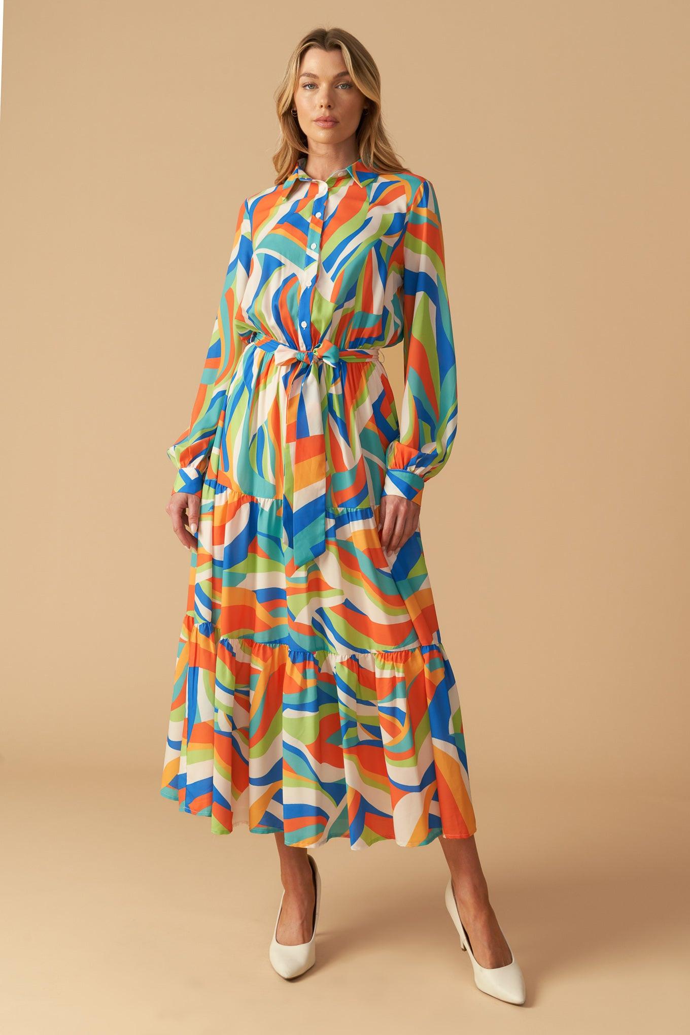 Glam Attitude Woven Midi Shirt Dress