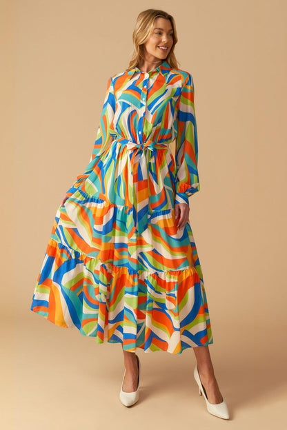 Glam Attitude Woven Midi Shirt Dress