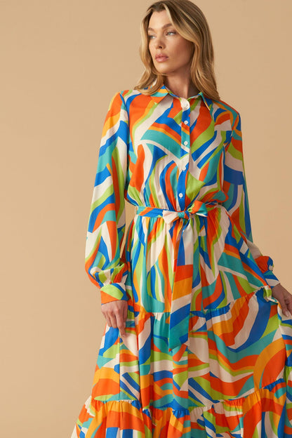 Glam Attitude Woven Midi Shirt Dress