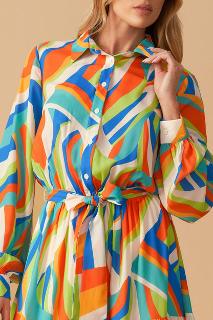 Glam Attitude Woven Midi Shirt Dress