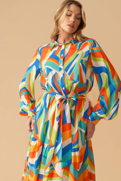 Glam Attitude Woven Midi Shirt Dress